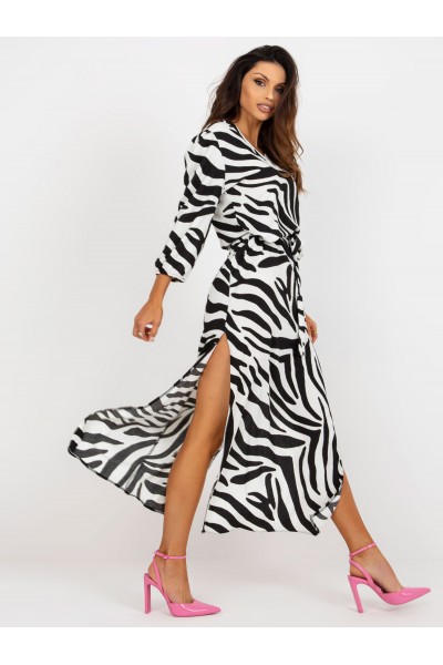 Asimetriška ilga suknelė su zebro raštais Lakert
